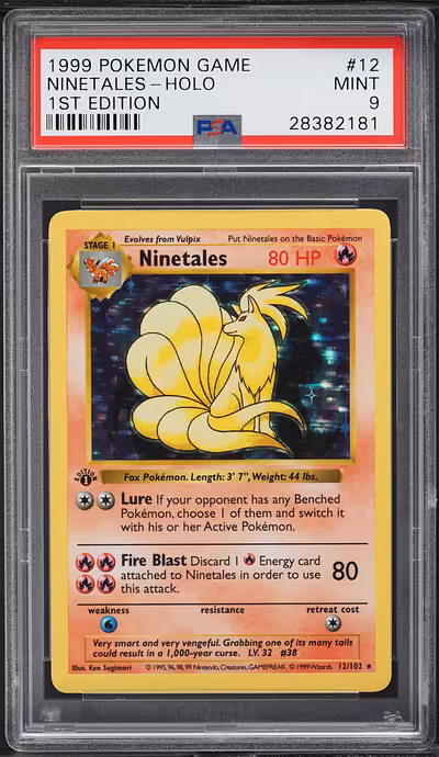1999 #12 BASE SET SHADOWLESS 1ST EDITION HOLO NINETALES PSA 9  POKEMON